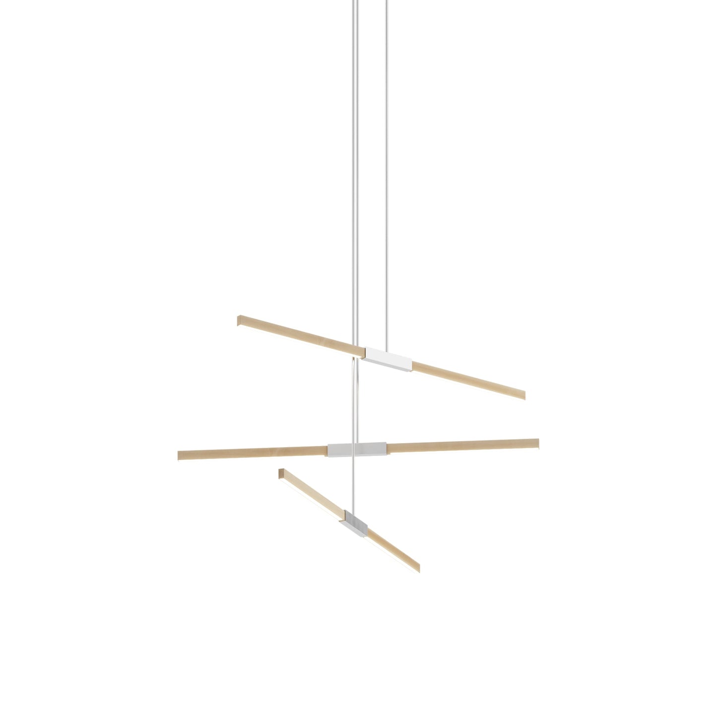 Stickbulb 4ft Multi Light Linear LED Pendant Light in Clear White Oak/Brushed Nickel.