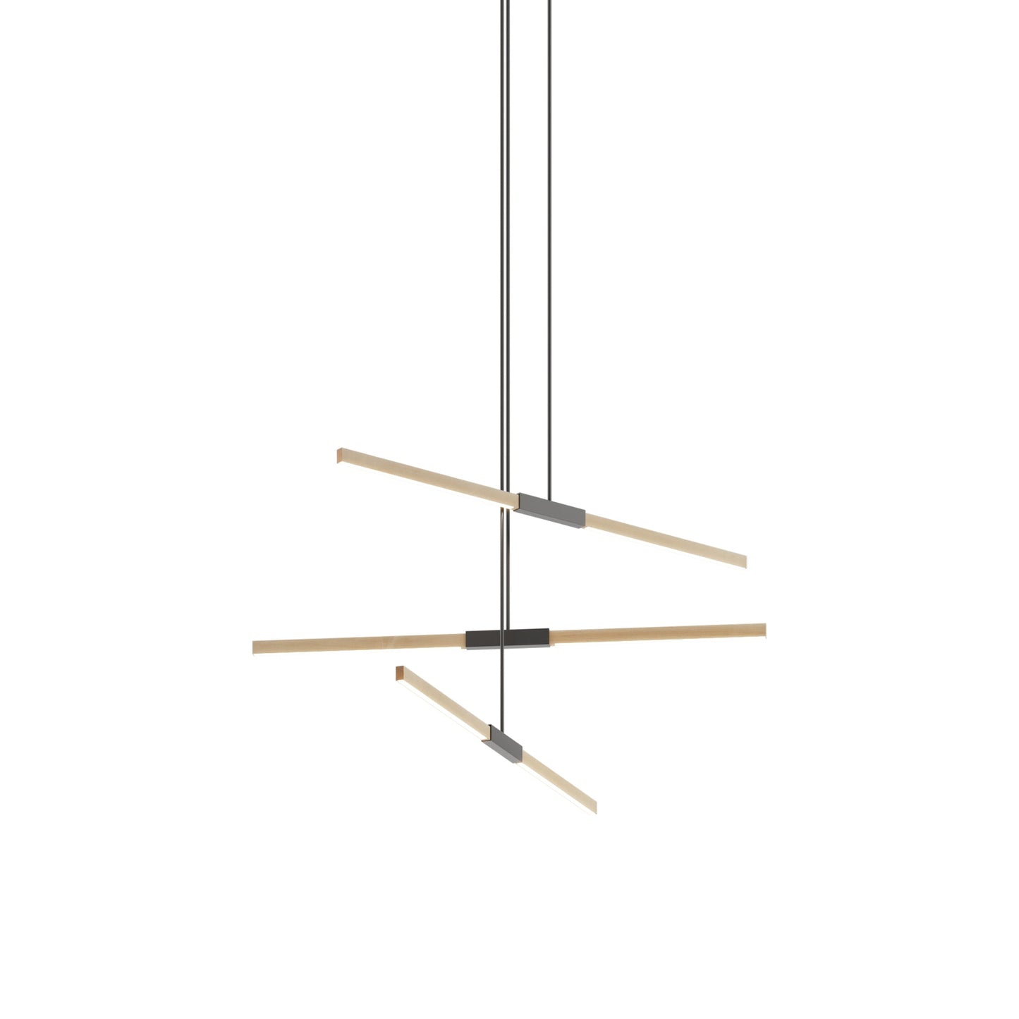 Stickbulb 4ft Multi Light Linear LED Pendant Light in Clear White Oak/Slate Grey.