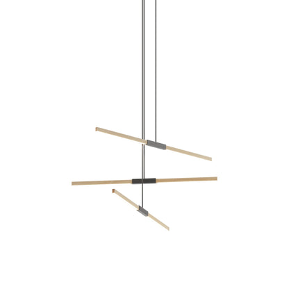 Stickbulb 4ft Multi Light Linear LED Pendant Light in Clear White Oak/Slate Grey.