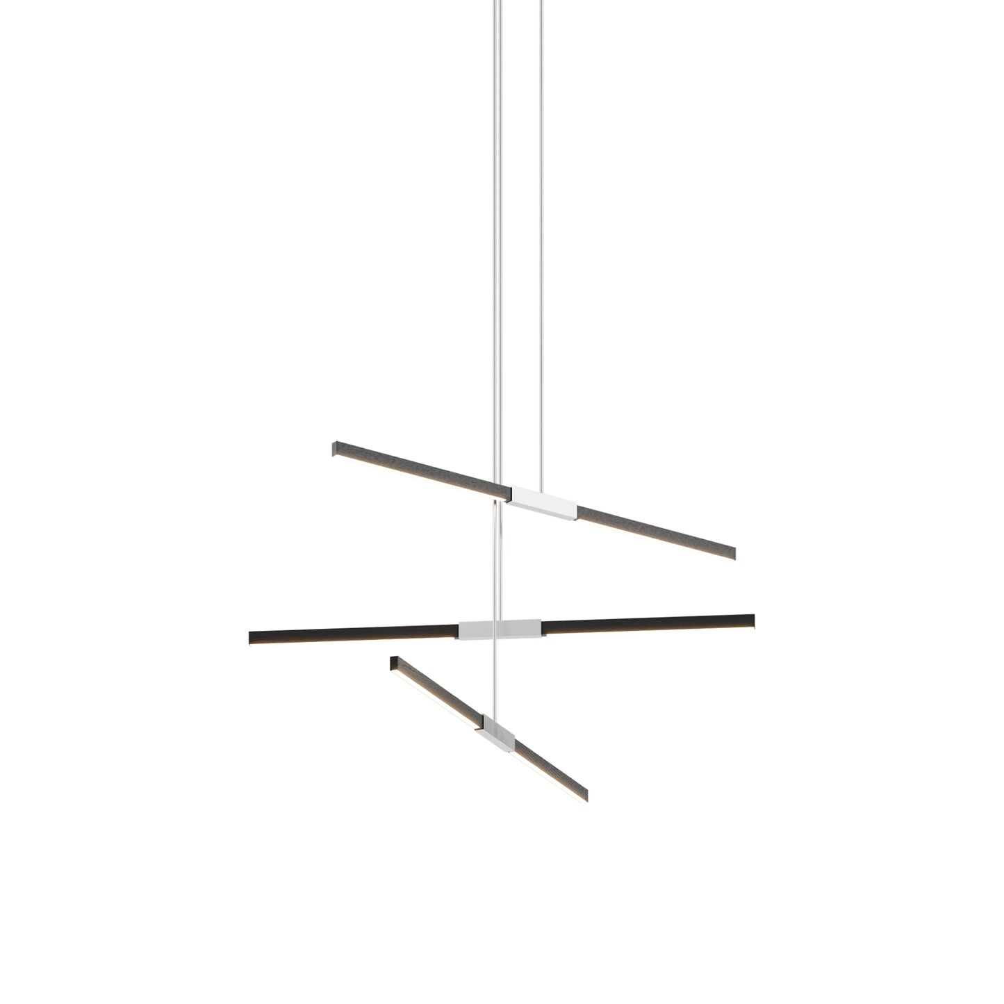 Stickbulb 4ft Multi Light Linear LED Pendant Light in Ebonized Oak/Brushed Nickel.
