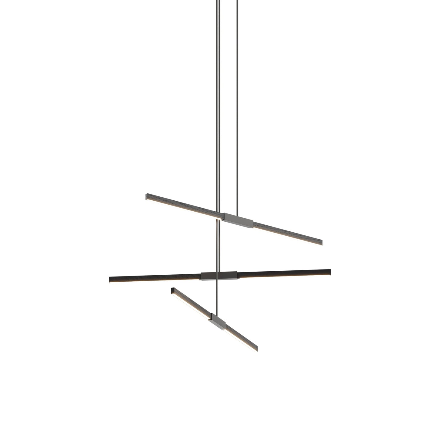 Stickbulb 4ft Multi Light Linear LED Pendant Light in Ebonized Oak/Matte Black.