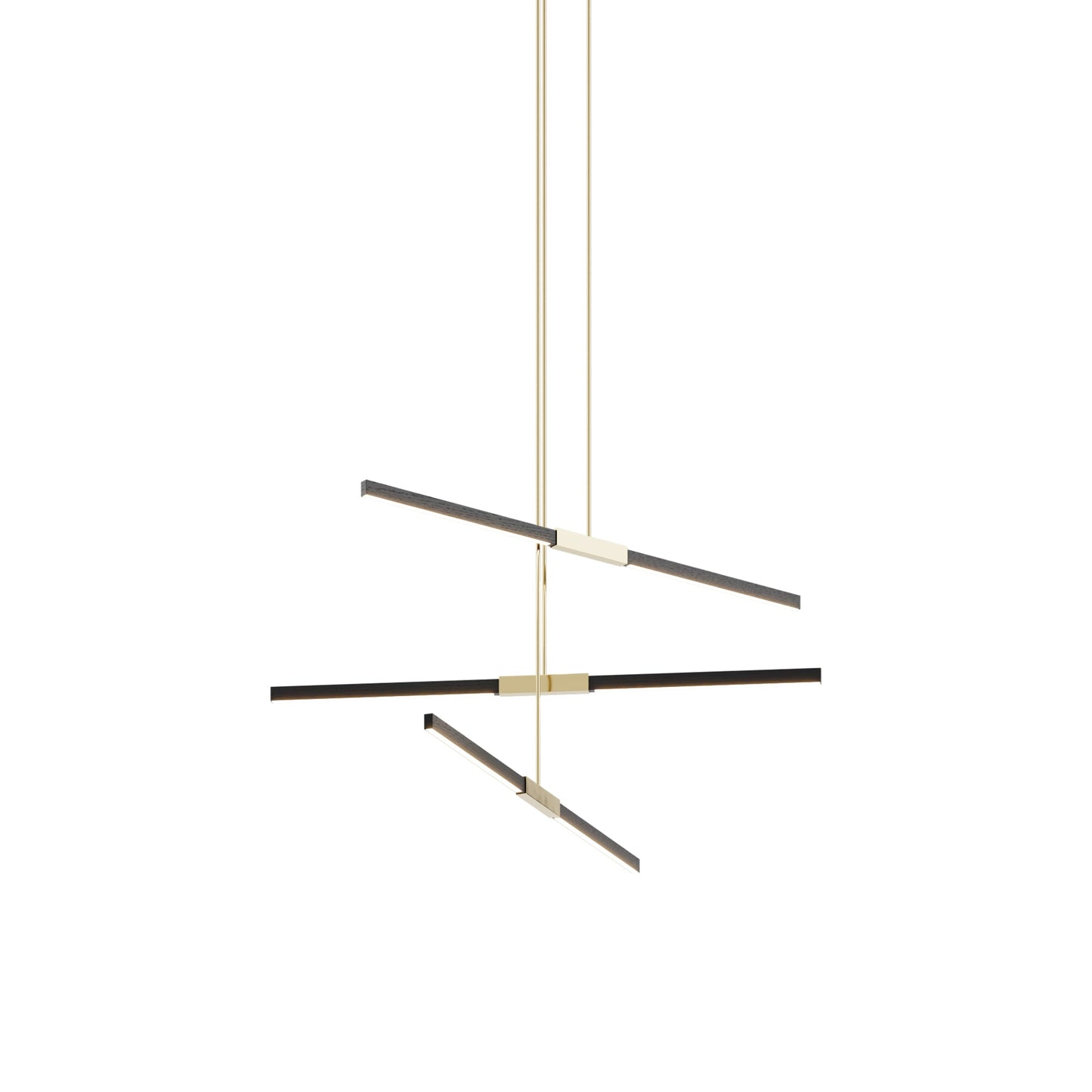 Stickbulb 4ft Multi Light Linear LED Pendant Light in Ebonized Oak/Polished Brass.