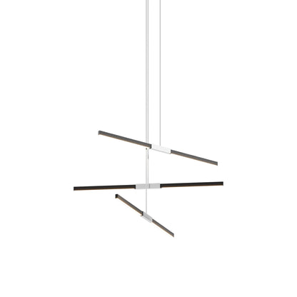 Stickbulb 4ft Multi Light Linear LED Pendant Light in Ebonized Oak/Polished Nickel.
