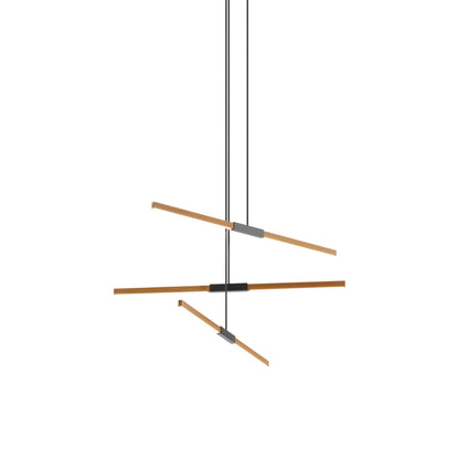 Stickbulb 4ft Multi Light Linear LED Pendant Light in Heart Pine (Reclaimed)/Blackened.