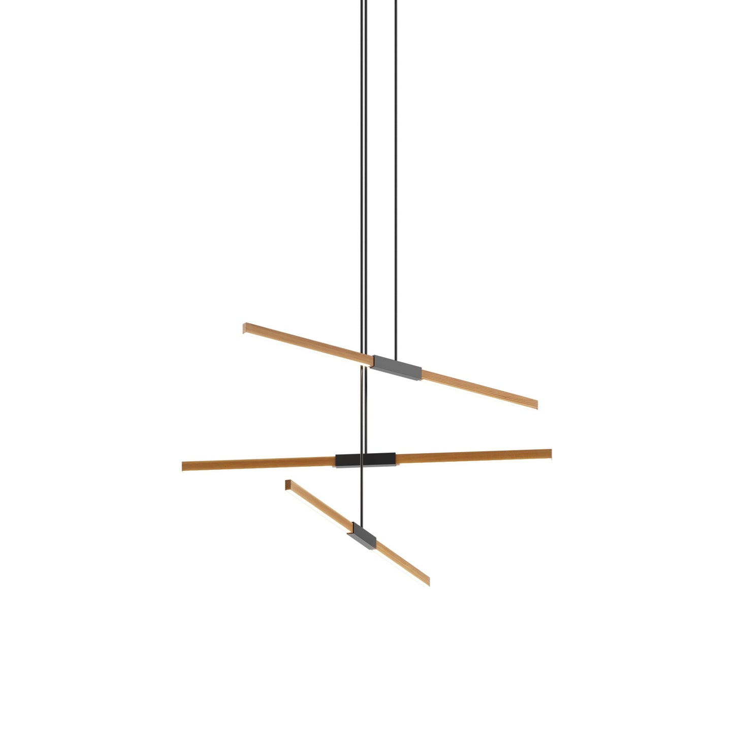 Stickbulb 4ft Multi Light Linear LED Pendant Light in Heart Pine (Reclaimed)/Matte Black.