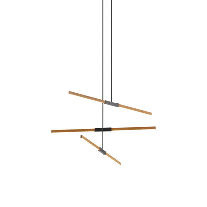 Stickbulb 4ft Multi Light Linear LED Pendant Light in Heart Pine (Reclaimed)/Matte Black.