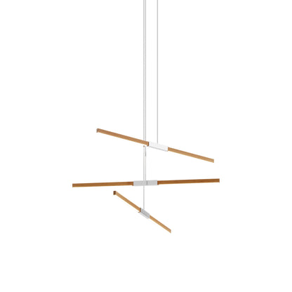 Stickbulb 4ft Multi Light Linear LED Pendant Light in Heart Pine (Reclaimed)/Polished Nickel.