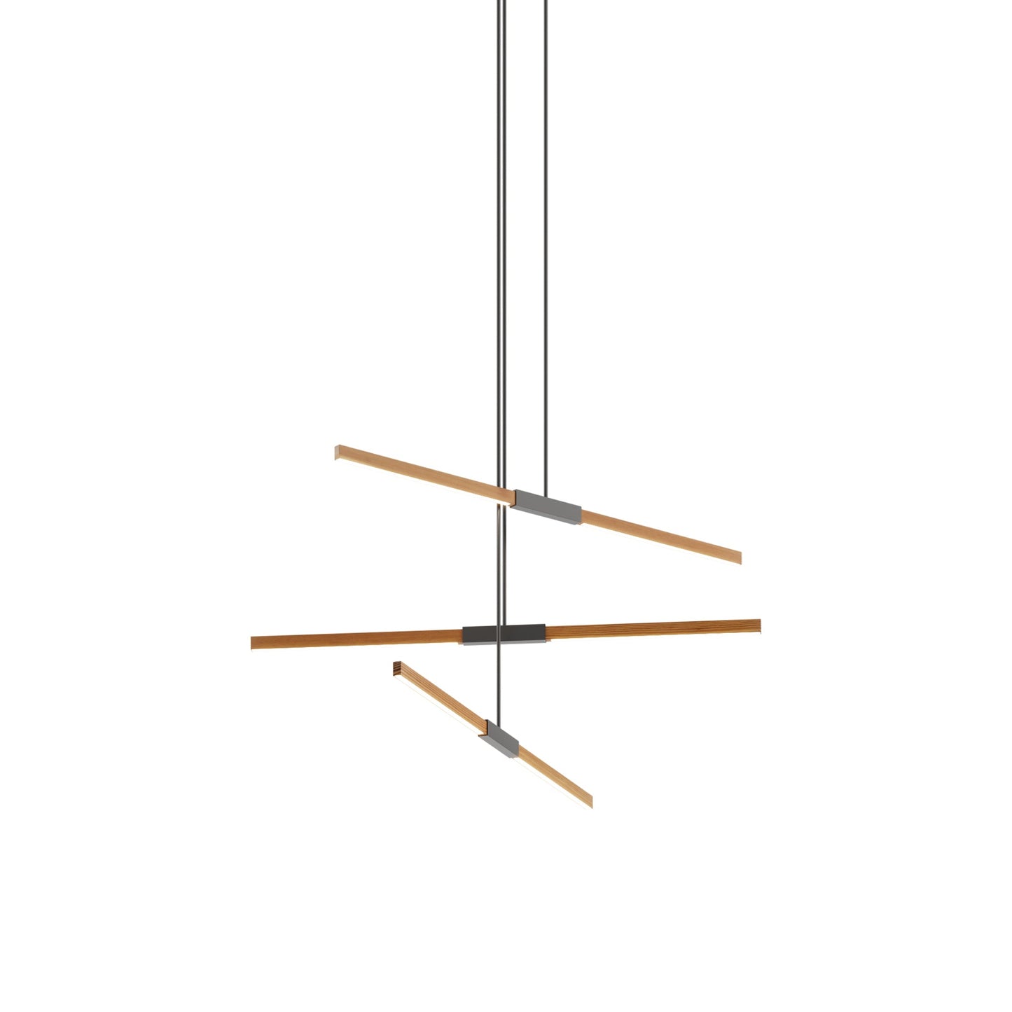 Stickbulb 4ft Multi Light Linear LED Pendant Light in Heart Pine (Reclaimed)/Slate Grey.