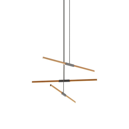Stickbulb 4ft Multi Light Linear LED Pendant Light in Heart Pine (Reclaimed)/Slate Grey.