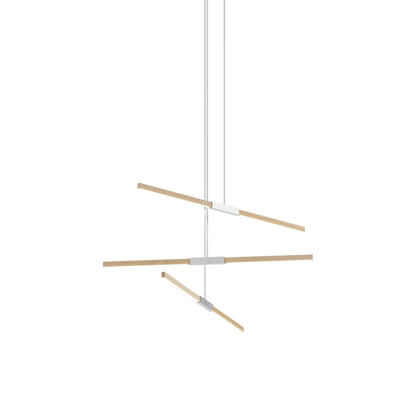 Stickbulb 4ft Multi Light Linear LED Pendant Light in Maple/Brushed Nickel.