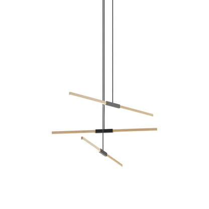 Stickbulb 4ft Multi Light Linear LED Pendant Light in Maple/Matte Black.