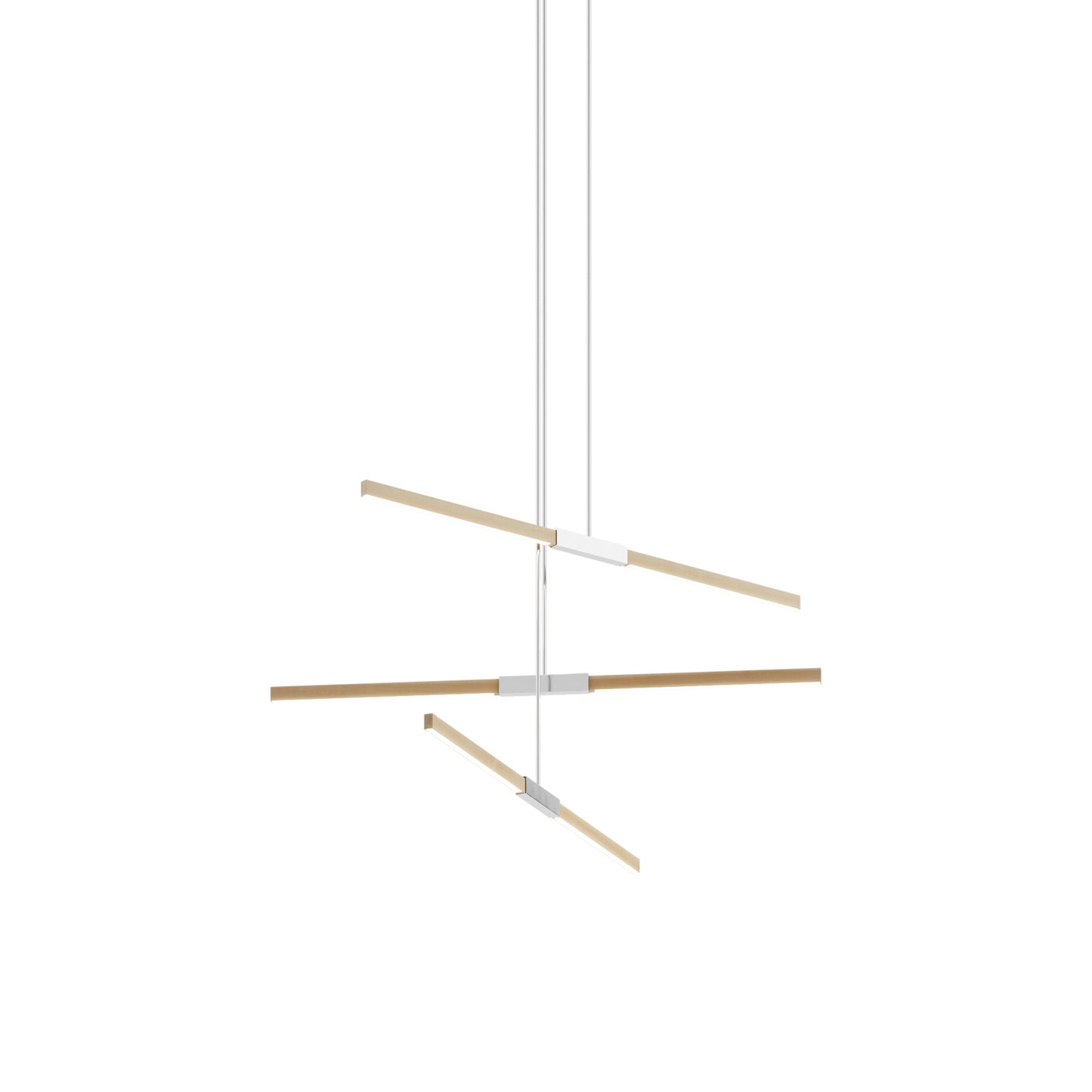 Stickbulb 4ft Multi Light Linear LED Pendant Light in Maple/Polished Nickel.