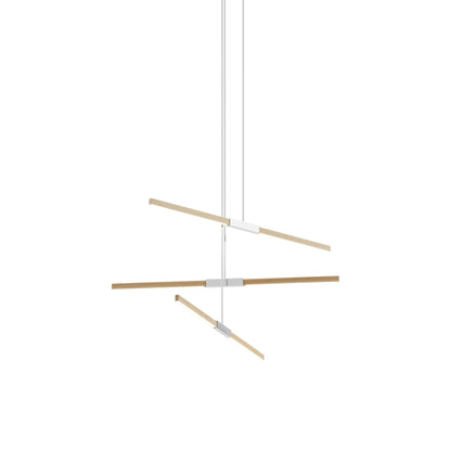 Stickbulb 4ft Multi Light Linear LED Pendant Light in Maple/Polished Nickel.