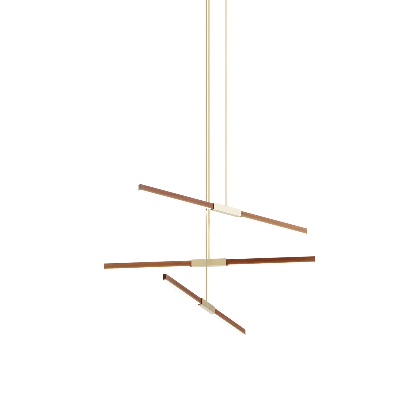 Stickbulb 4ft Multi Light Linear LED Pendant Light in Water Tower Redwood/Brushed Brass.
