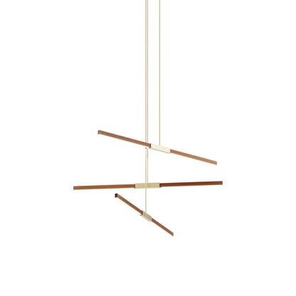 Stickbulb 4ft Multi Light Linear LED Pendant Light in Water Tower Redwood/Brushed Brass.