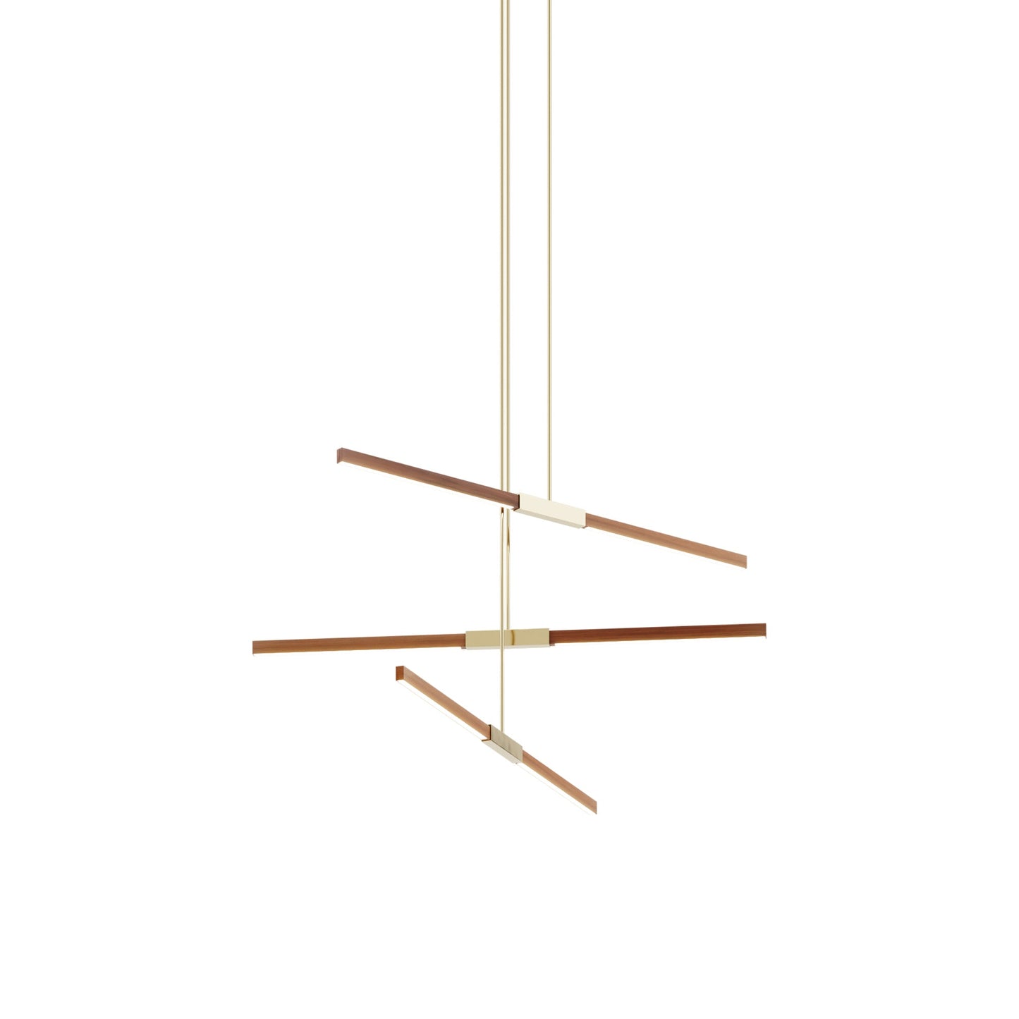 Stickbulb 4ft Multi Light Linear LED Pendant Light in Water Tower Redwood/Polished Brass.