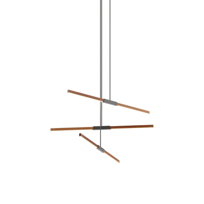 Stickbulb 4ft Multi Light Linear LED Pendant Light in Water Tower Redwood/Slate Grey.