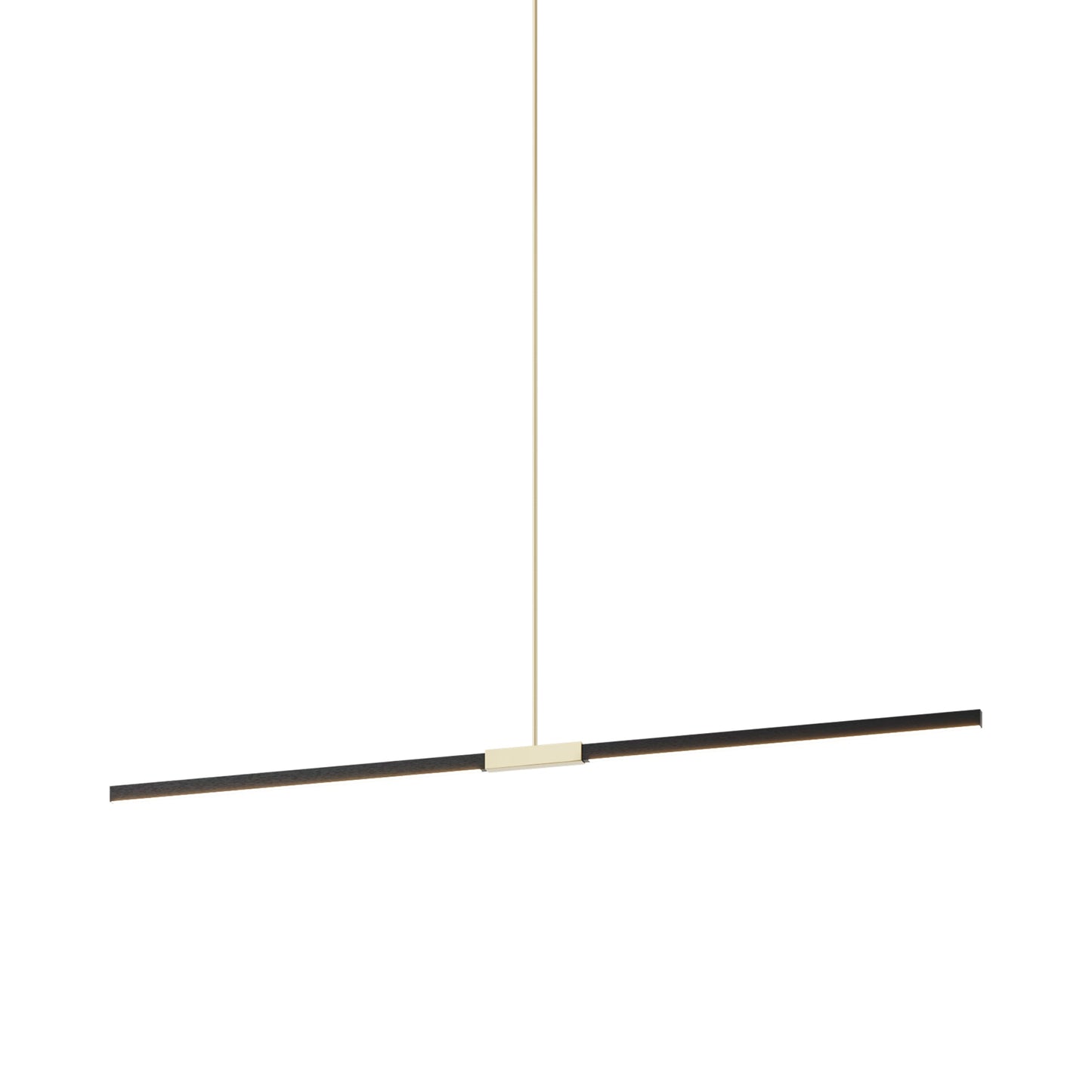 Stickbulb 6ft Linear LED Pendant Light in Ebonized Oak/Polished Brass.