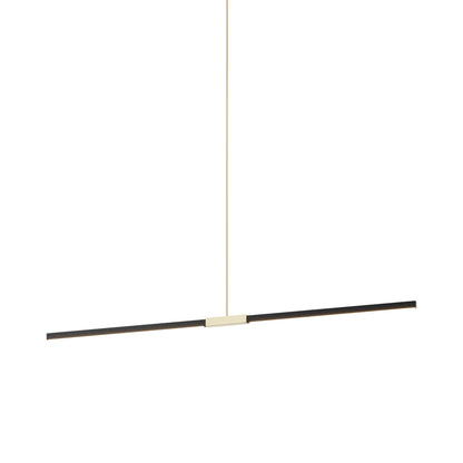 Stickbulb 6ft Linear LED Pendant Light in Ebonized Oak/Polished Brass.