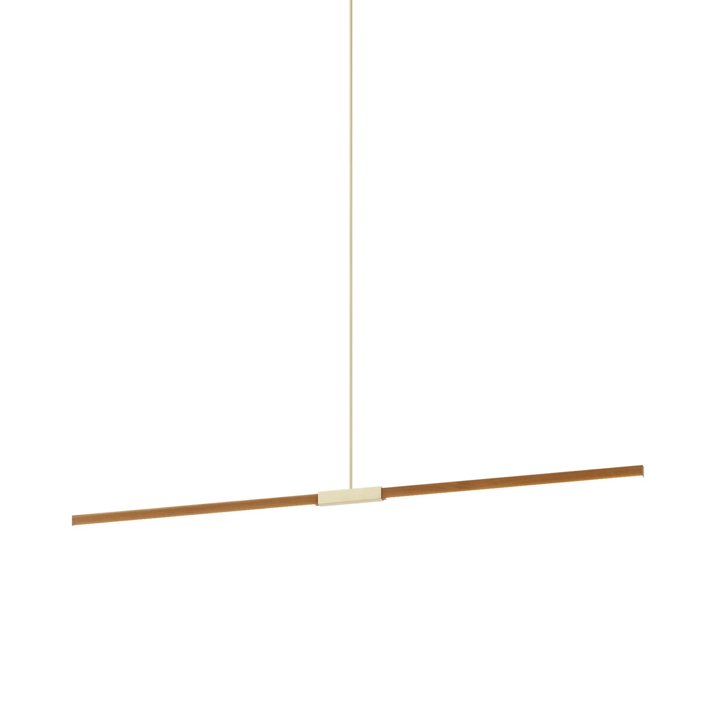 Stickbulb 6ft Linear LED Pendant Light in Heart Pine (Reclaimed)/Brushed Brass.