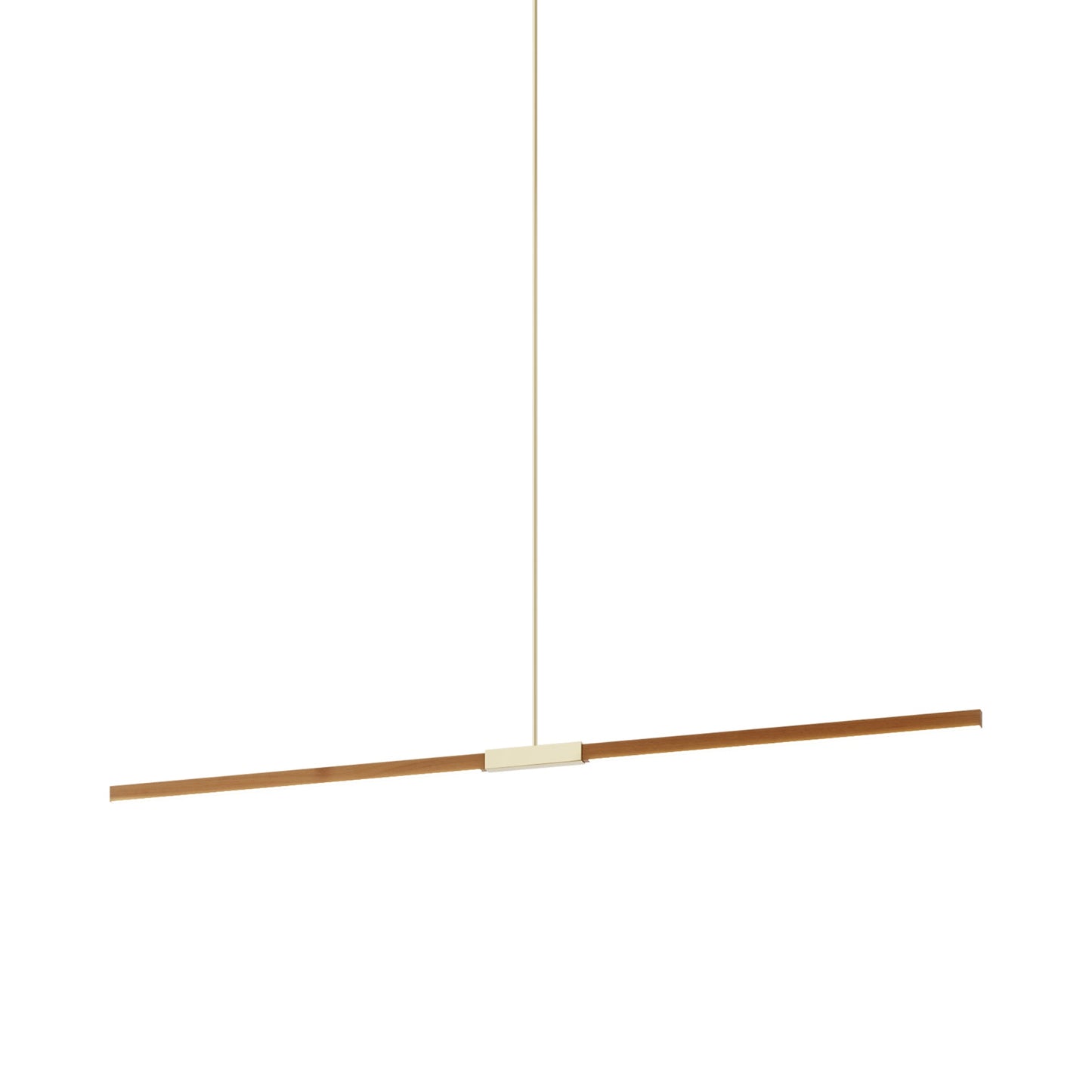 Stickbulb 6ft Linear LED Pendant Light in Heart Pine (Reclaimed)/Polished Brass.
