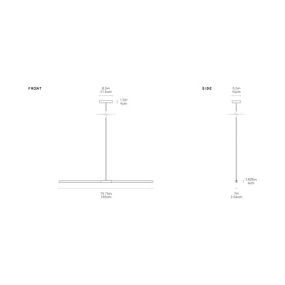 Stickbulb 6ft Linear LED Pendant Light - line drawing.