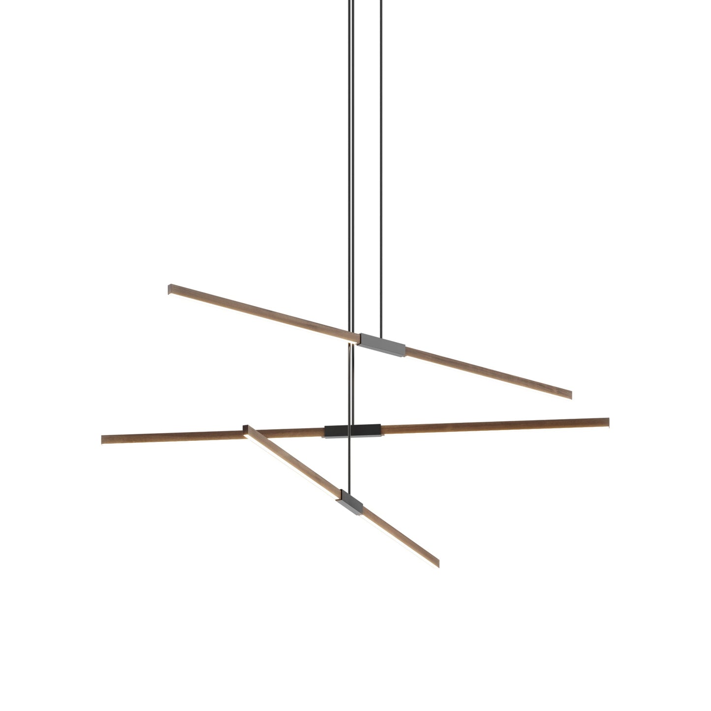 Stickbulb 6ft Multi Light Linear LED Pendant Light in American Walnut/Blackened.