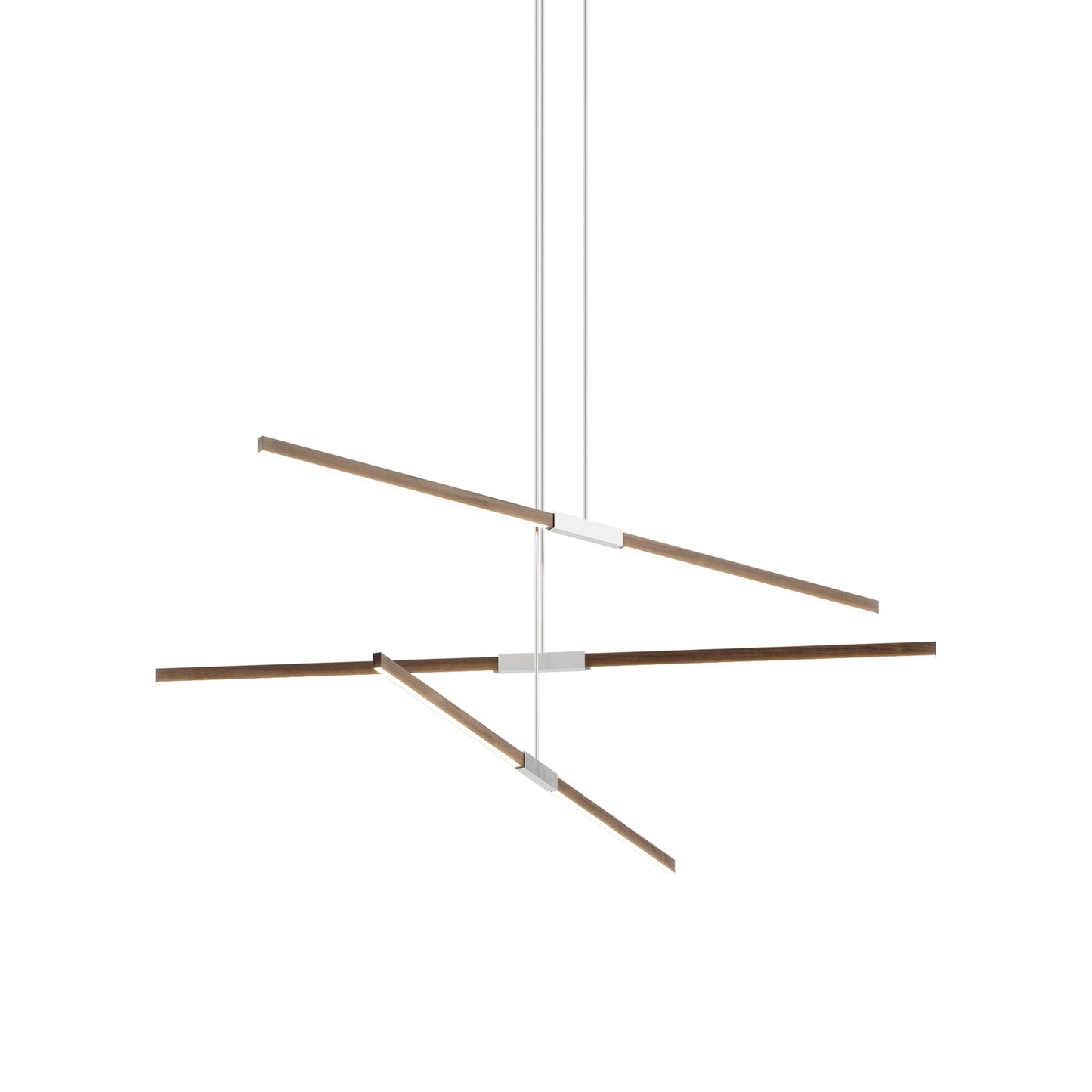 Stickbulb 6ft Multi Light Linear LED Pendant Light in American Walnut/Brushed Nickel.