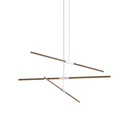 Stickbulb 6ft Multi Light Linear LED Pendant Light in American Walnut/Polished Nickel.