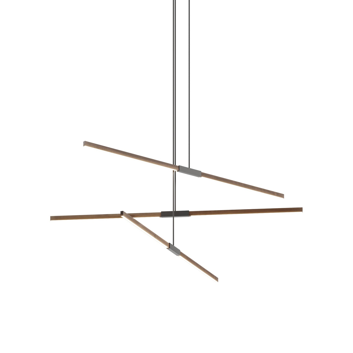 Stickbulb 6ft Multi Light Linear LED Pendant Light in American Walnut/Slate Grey.