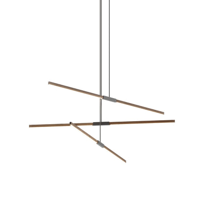Stickbulb 6ft Multi Light Linear LED Pendant Light in American Walnut/Slate Grey.