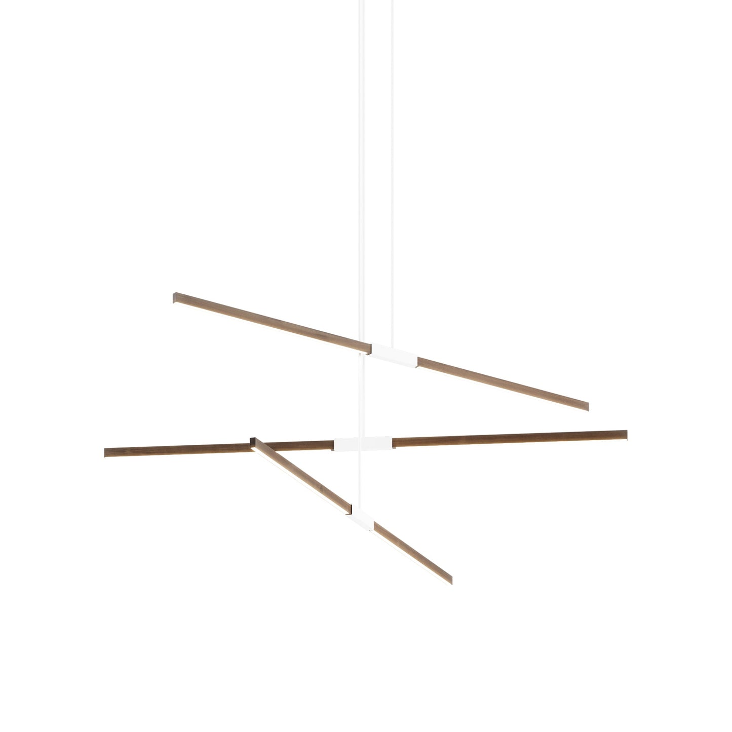 Stickbulb 6ft Multi Light Linear LED Pendant Light in American Walnut/White.
