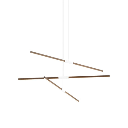 Stickbulb 6ft Multi Light Linear LED Pendant Light in American Walnut/White.