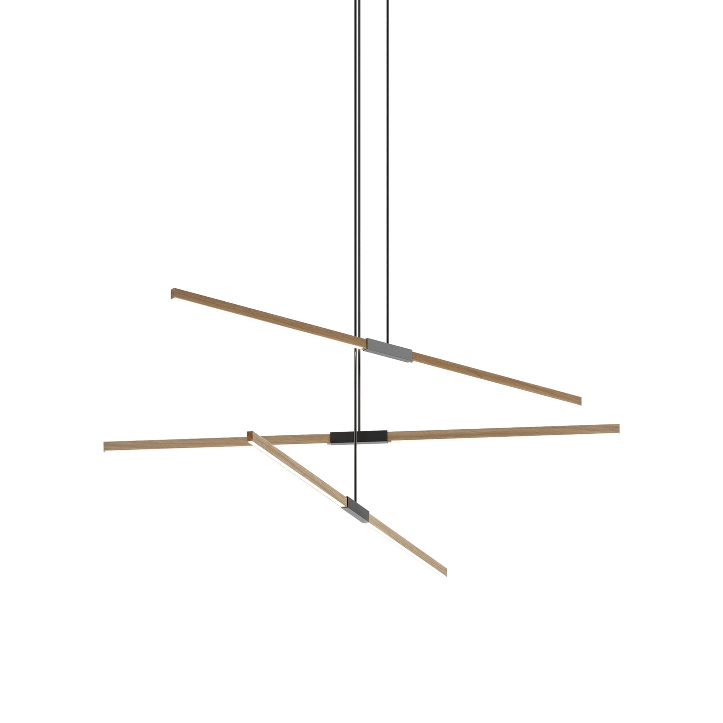 Stickbulb 6ft Multi Light Linear LED Pendant Light in Clear White Oak/Blackened.