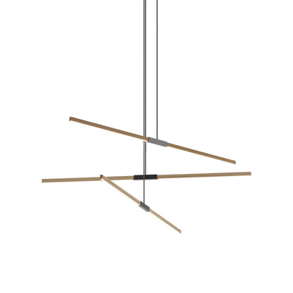 Stickbulb 6ft Multi Light Linear LED Pendant Light in Clear White Oak/Blackened.