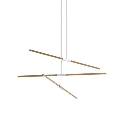 Stickbulb 6ft Multi Light Linear LED Pendant Light in Clear White Oak/Brushed Nickel.