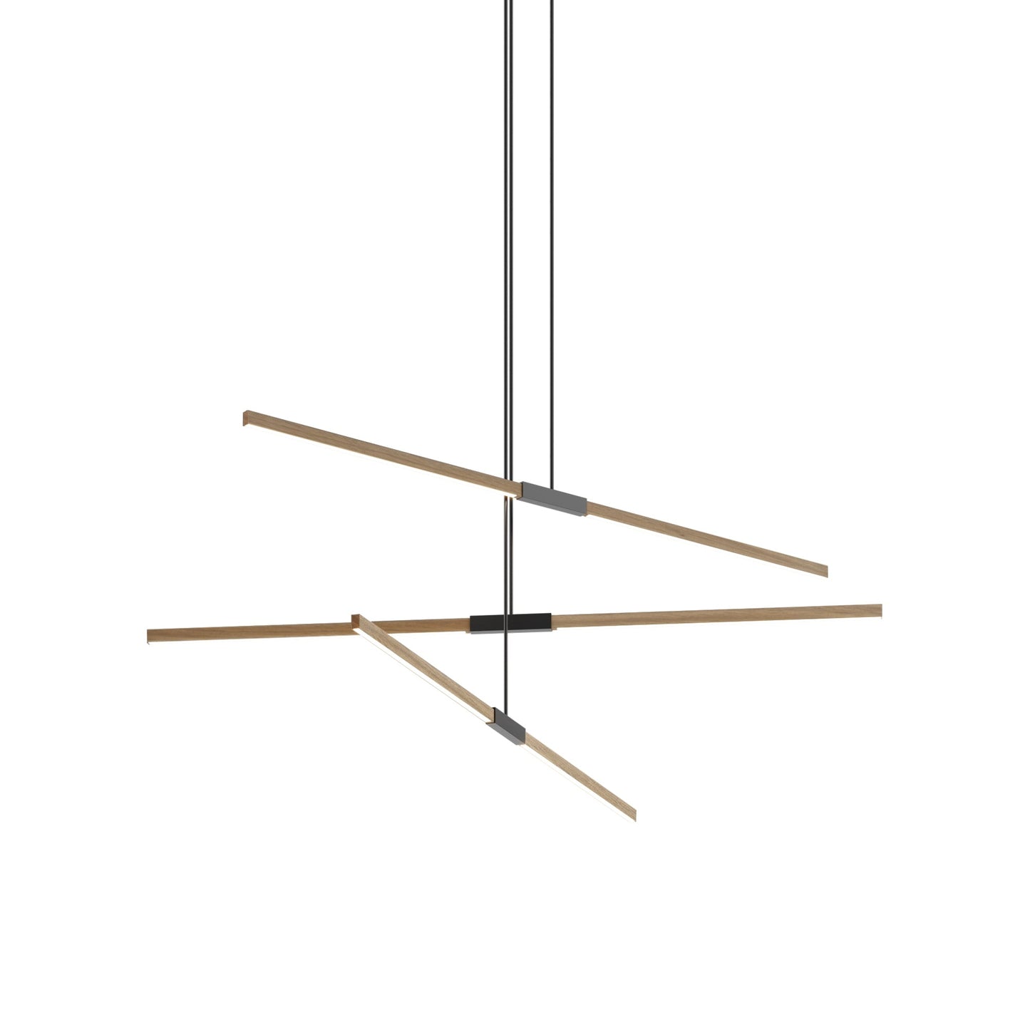 Stickbulb 6ft Multi Light Linear LED Pendant Light in Clear White Oak/Matte Black.