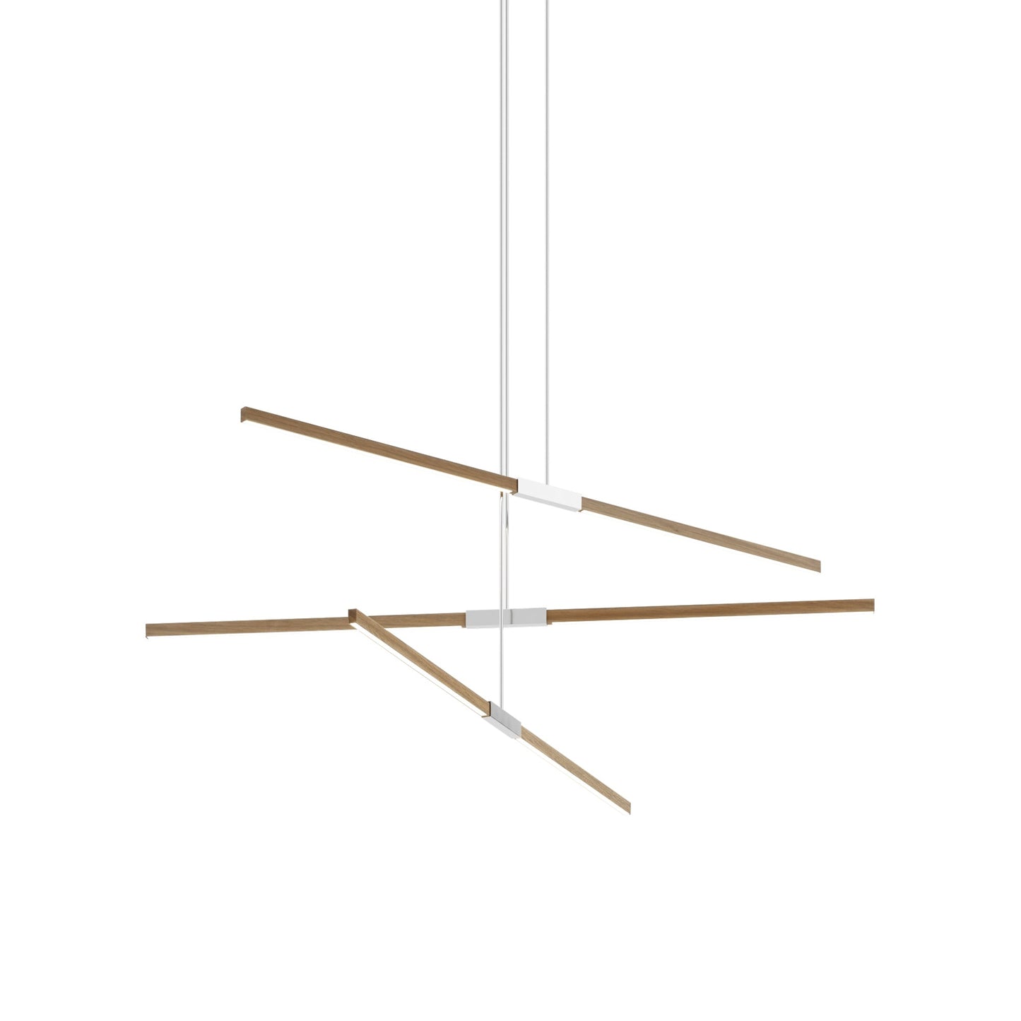 Stickbulb 6ft Multi Light Linear LED Pendant Light in Clear White Oak/Polished Nickel.
