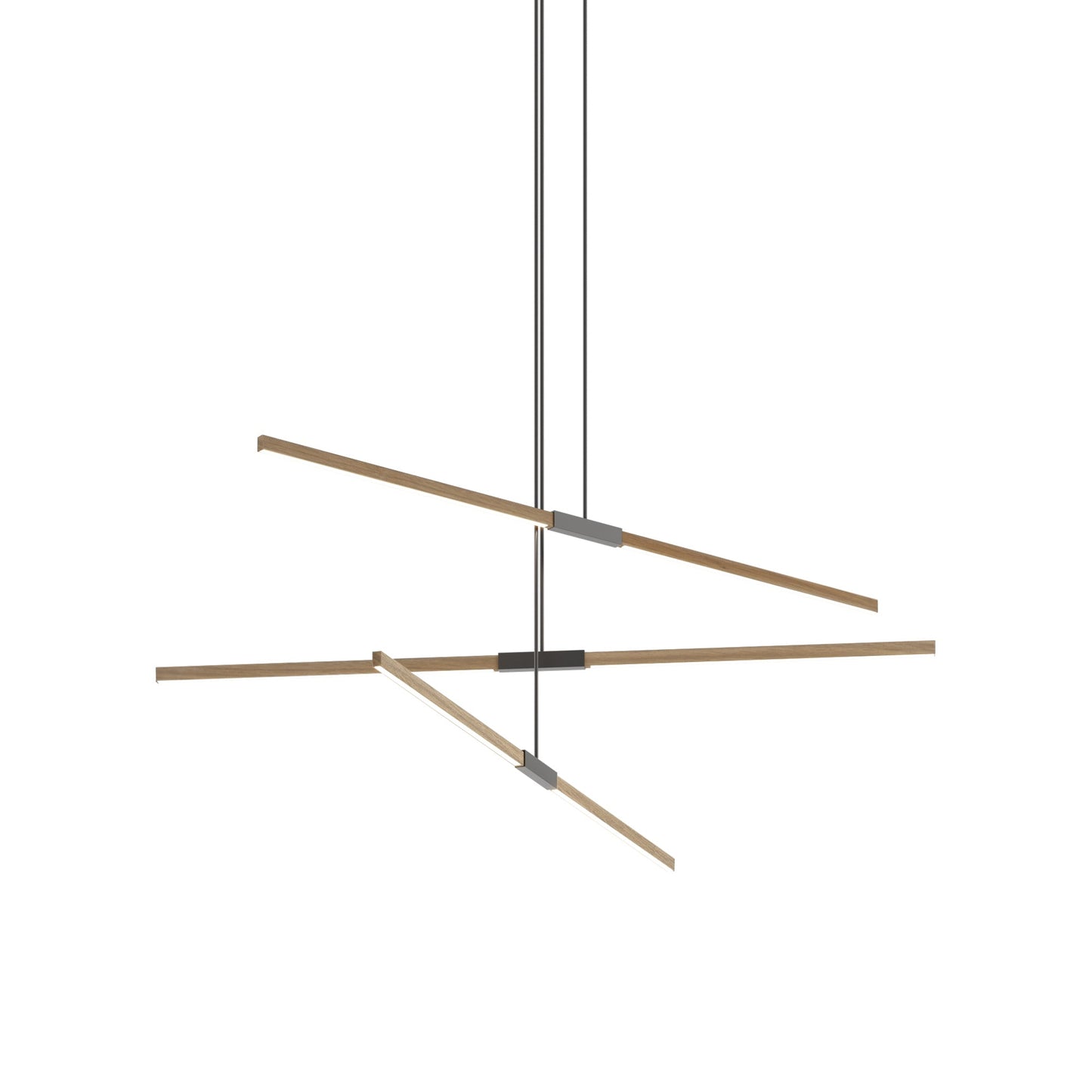 Stickbulb 6ft Multi Light Linear LED Pendant Light in Clear White Oak/Slate Grey.