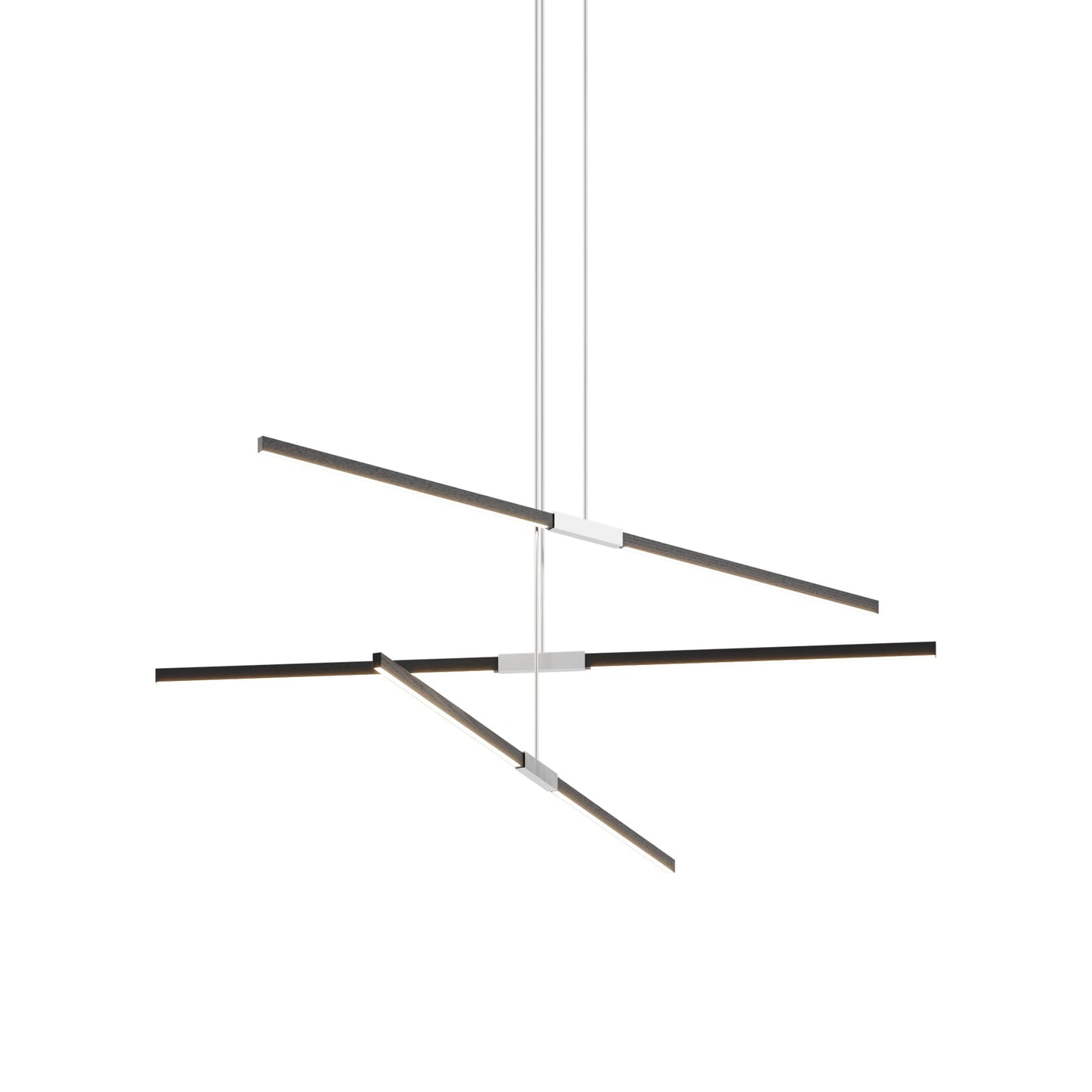 Stickbulb 6ft Multi Light Linear LED Pendant Light in Ebonized Oak/Brushed Nickel.
