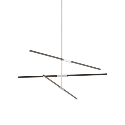 Stickbulb 6ft Multi Light Linear LED Pendant Light in Ebonized Oak/Brushed Nickel.