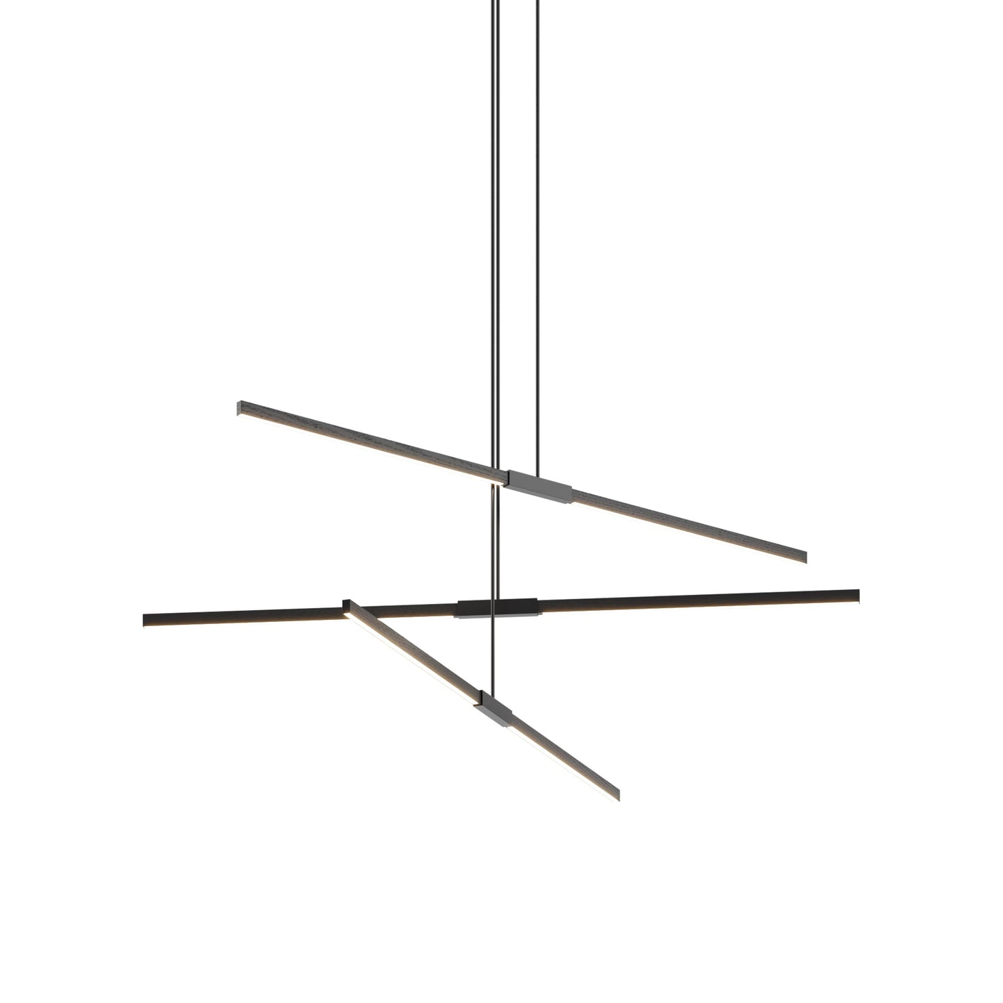 Stickbulb 6ft Multi Light Linear LED Pendant Light in Ebonized Oak/Matte Black.