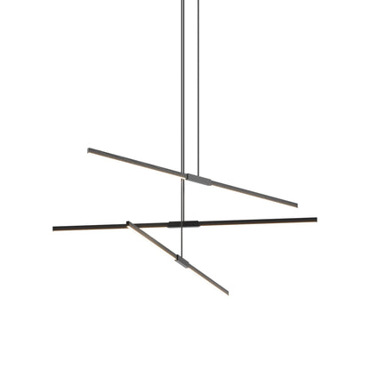Stickbulb 6ft Multi Light Linear LED Pendant Light in Ebonized Oak/Matte Black.