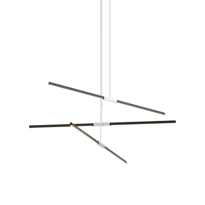 Stickbulb 6ft Multi Light Linear LED Pendant Light in Ebonized Oak/Polished Nickel.