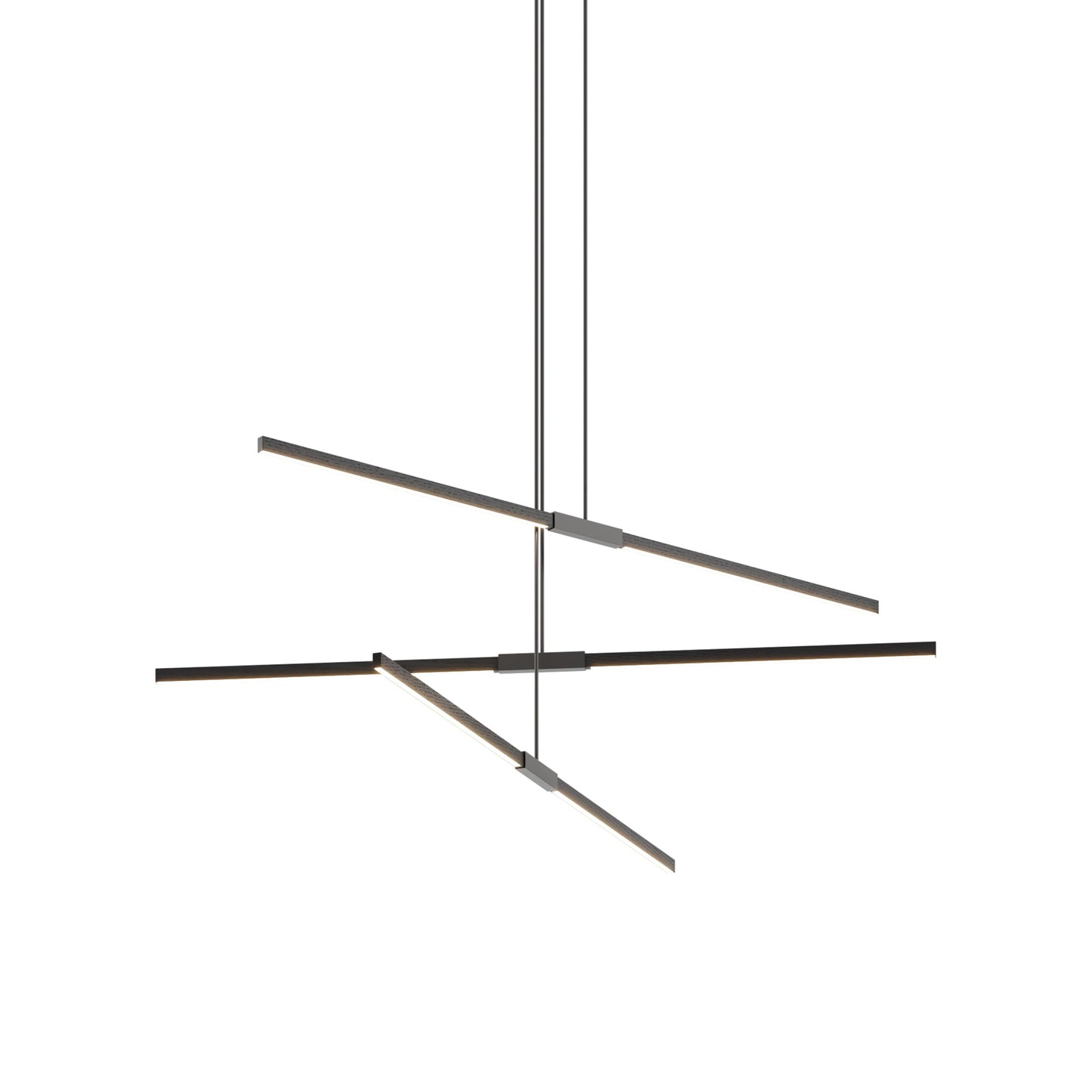 Stickbulb 6ft Multi Light Linear LED Pendant Light in Ebonized Oak/Slate Grey.