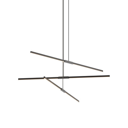 Stickbulb 6ft Multi Light Linear LED Pendant Light in Ebonized Oak/Slate Grey.