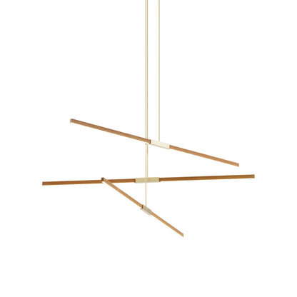 Stickbulb 6ft Multi Light Linear LED Pendant Light in Heart Pine (Reclaimed)/Brushed Brass.