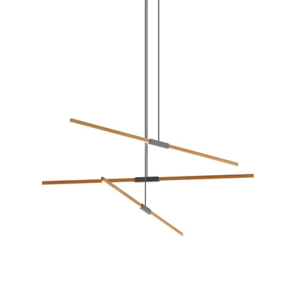 Stickbulb 6ft Multi Light Linear LED Pendant Light in Heart Pine (Reclaimed)/Slate Grey.