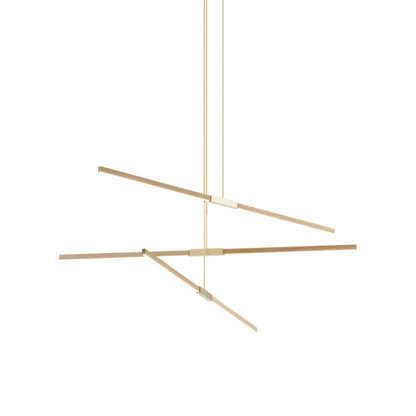 Stickbulb 6ft Multi Light Linear LED Pendant Light in Maple/Brushed Brass.