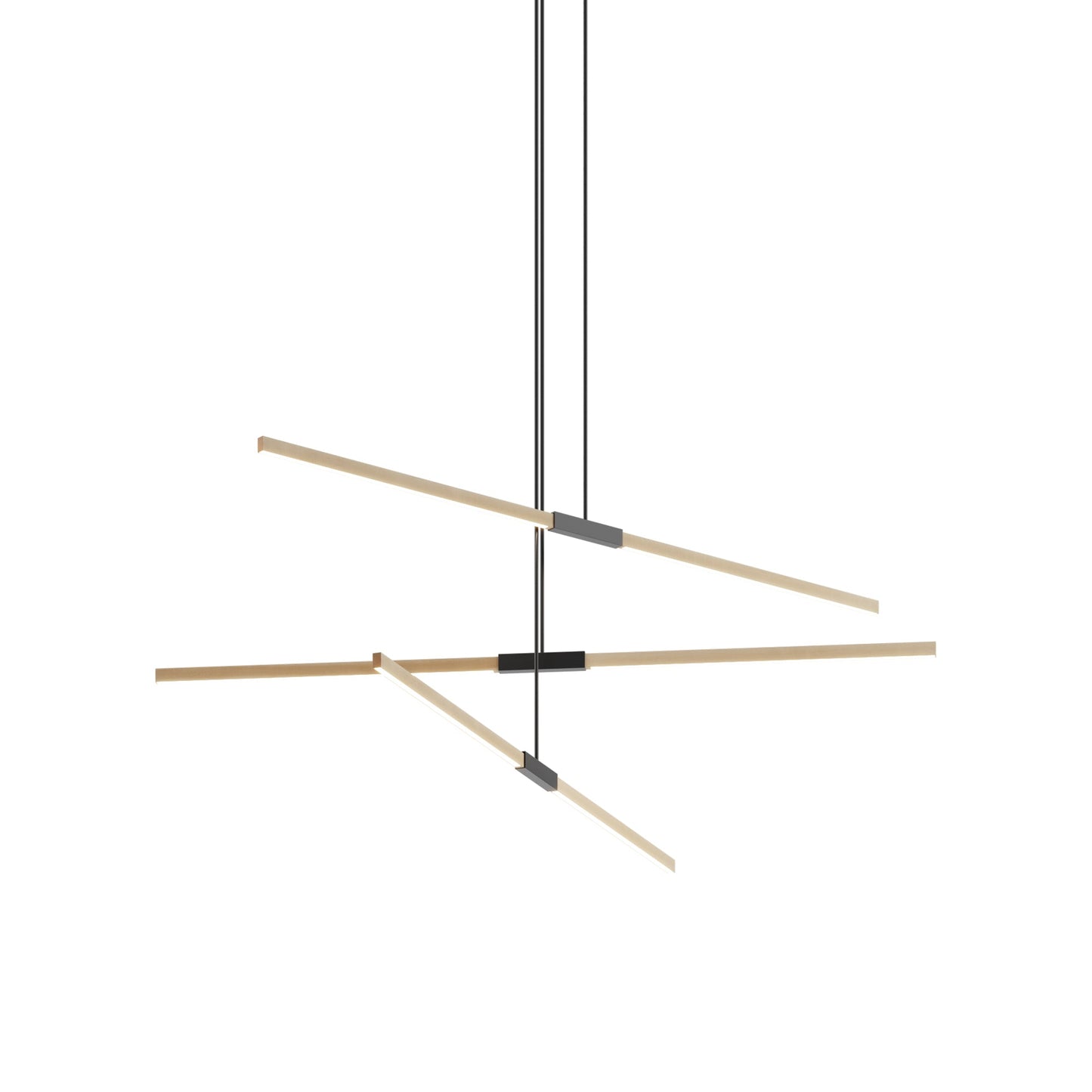Stickbulb 6ft Multi Light Linear LED Pendant Light in Maple/Matte Black.